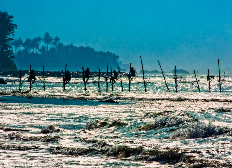 Stilt fishermen and shore